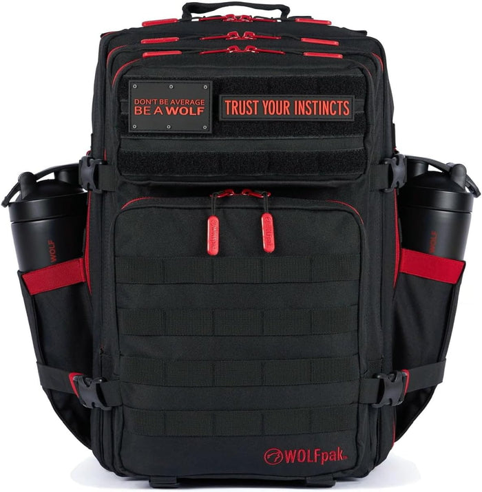 WOLFpak 45L Athletic Gym Backpack - Durable 1000D Waterproof Oxford Material with MOLLE Webbing, Laptop Pocket & Dual Cup Holders, Durable Fitness/Travel/Military Daypack (Neon Pink)