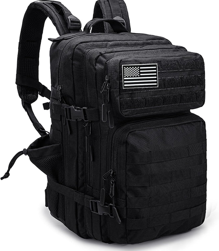 Military Tactical Backpack 45L Bug Out Bag Assault Pack Molle Daypack Hiking Gym Rucksack with Bottle Holder(Blue tie dye)