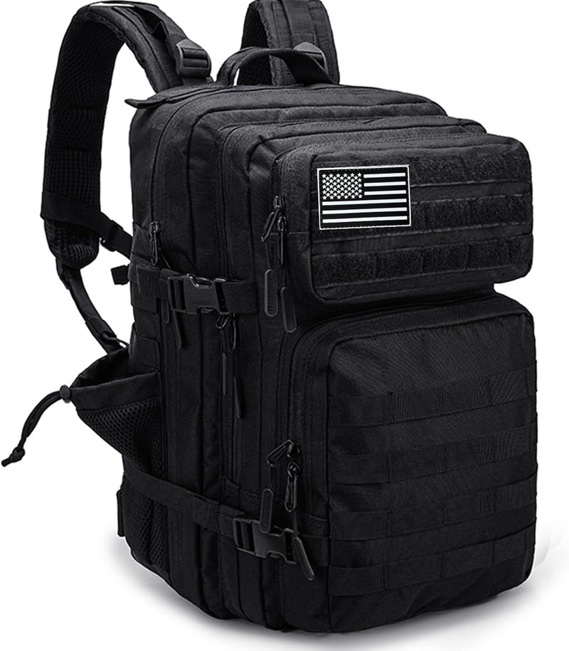 Military Tactical Backpack 45L Bug Out Bag Assault Pack Molle Daypack Hiking Gym Rucksack with Bottle Holder(Blue tie dye)