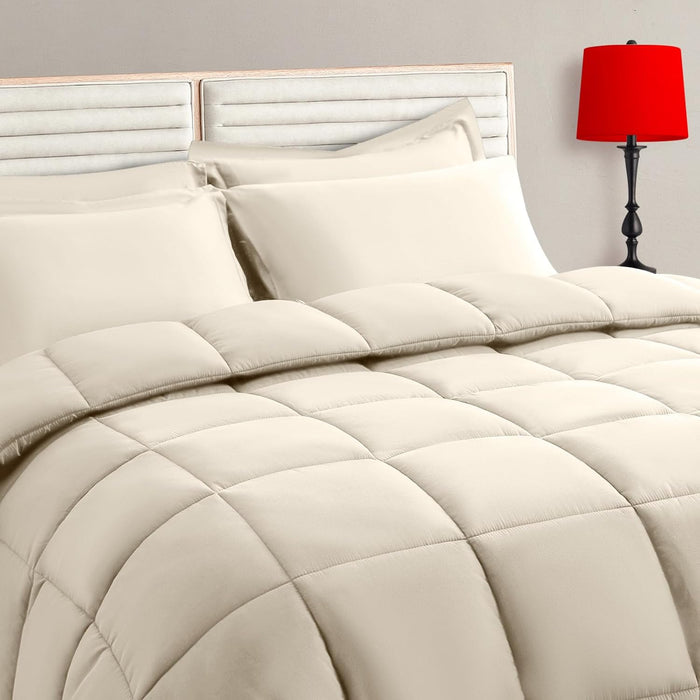 Purple Twin Size Comforter Set - 5 Pieces, Bed in a Bag Bedding Sets with All Season Soft Quilted Warm Fluffy Reversible Comforter,Flat Sheet,Fitted Sheet,1 Pillow Shams,1 Pillowcases