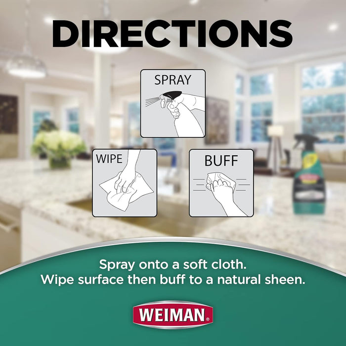 Weiman Disinfectant Granite Daily Clean & Shine - 12 fl oz (2 Pack) Safely Clean Disinfect and Shine Granite Marble Soapstone Quartz Quartzite Slate Limestone Corian Laminate Tile Countertop