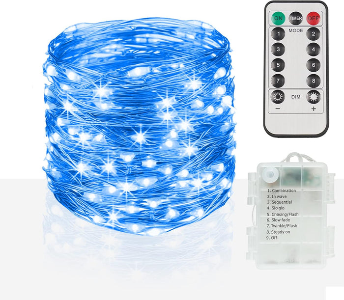 suddus 33ft 100 LED Outdoor String Lights, Warm White Fairy Lights Battery Operated with Remote, Led Twinkle Lights for Bedroom, Dorm, Backyard, Wedding, Tree, Mason Jar, Wall, Christmas