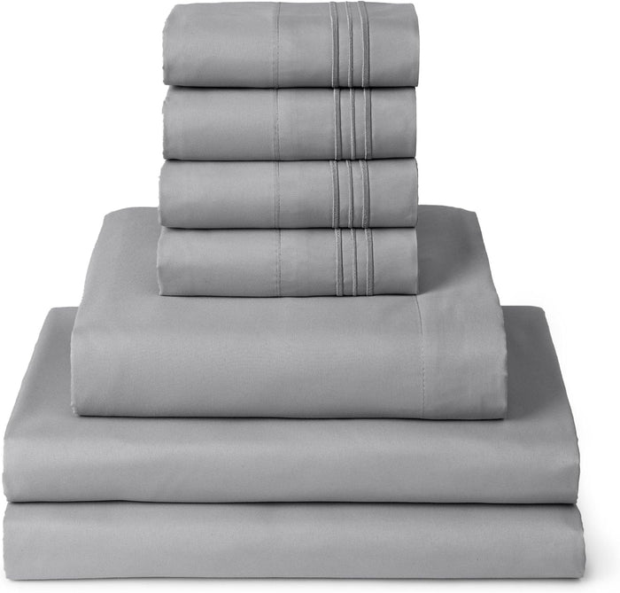 Mellanni Queen Sheet Set - 6-Piece Iconic Collection Bedding, (Including 4 Pillowcases), 16-Inch Deep Pocket, Easy Care, Extra Soft, Cooling Sheets, Brushed Microfiber - Brown