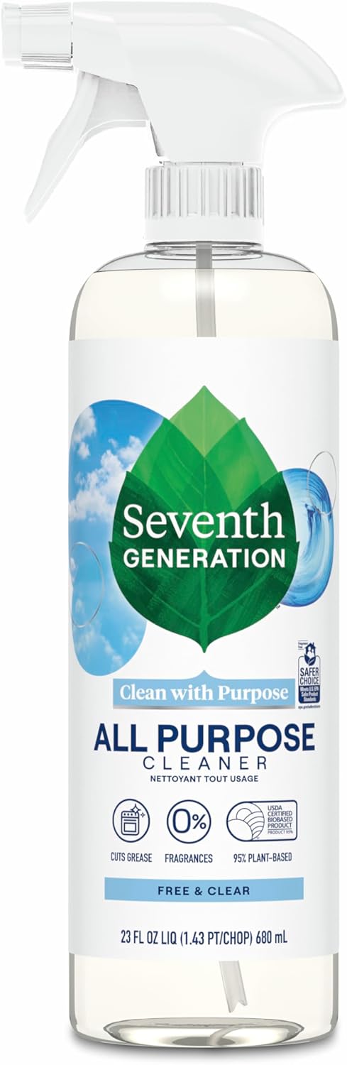 Seventh Generation All Purpose Cleaning Spray Surface Cleaner Lemon Chamomile scent Cuts Grease 23 oz, Pack of 4