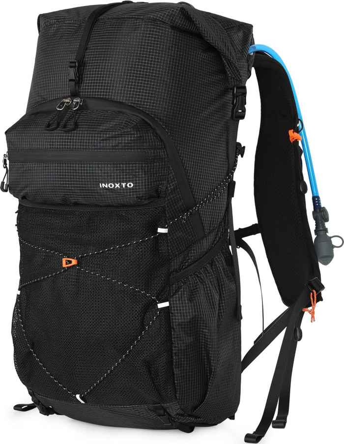 Hiking Backpack for Men and Women, 30L Waterproof Camping Backpack with 3L Water Bladder and Rain Cover, Lightweight Outdoor Sport Travel Daypack Rucksack for Climbing Cycling (Light gray)