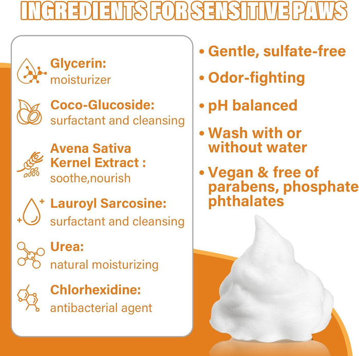 Paw Cleaner for Dogs & Cats, No-Rinse Foaming Pet Foot Washer with Built-in Scrubber Brush for Dirty, Muddy Paws – Suitable for Small, Medium & Large Dogs, Puppies, Kittens (5 fl oz)