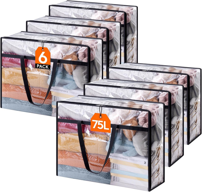 Lifewit 4 Pack Clear Clothes Storage Bags, 40L Plastic Blanket Storage Bag, Vinyl Foldable Moving Bags with Zipper, Closet Organizers and Storage Containers for Bedding, Duvet, Comforter