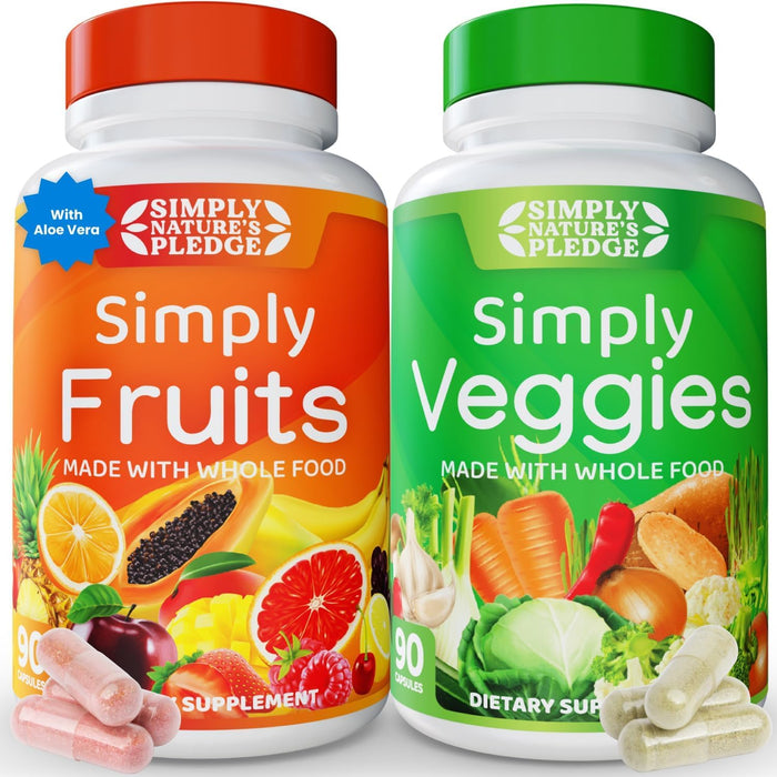 Simply Nature's Pledge - Packed with Over 40 Different Fruits & Vegetables - Made with Whole Food Superfoods - with Aloe Vera – 100% Soy Free - 90 Count (Pack of 2)