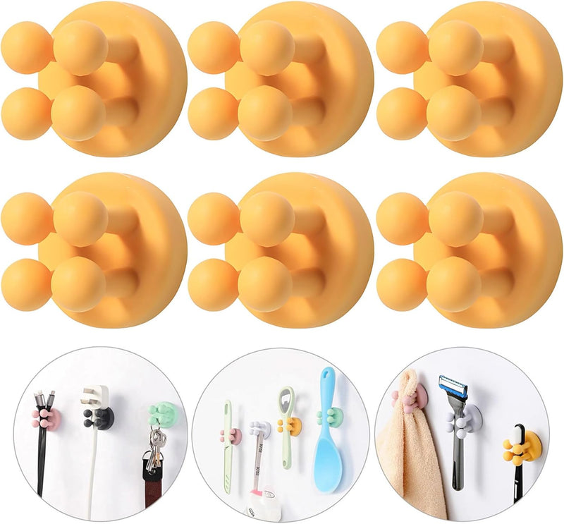 iBetterLife Self-adhesive Silicone Hook Holders - 5Pcs Mounted to Wall for Clipping Hanging Toothbrush Razor Towel Key Plug Cable, Utility Holders for Kitchen Bathroom Home Office Dorm Room Essentials