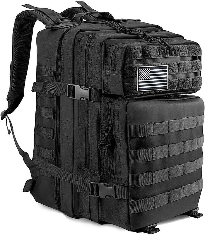45L Military Tactical Backpack 3 Day Molle Pack Large Army Bug Out Bag Rucksack Daypack with Removable Water Pouch for Outdoor Hiking Camping Hunting Black Backpack