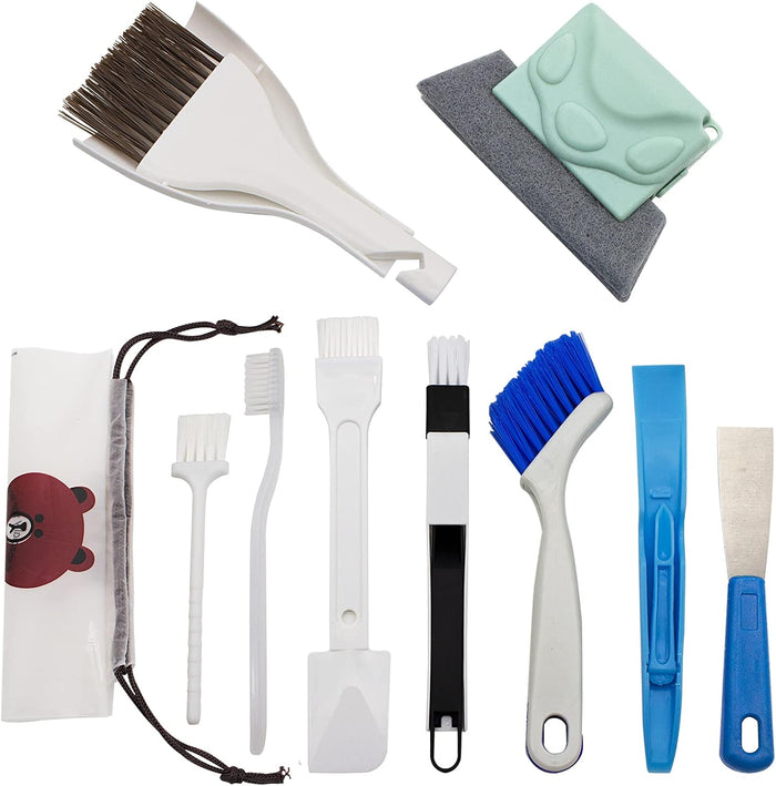 BLUE TOP Household Cleaning Brushes 10-Piece Set Window Crevice Cleaning Tool for Narrow Gap,Magic Window Sill Cleaning Tool for Slide door,Tile Lines,Shutter,Air Conditioner,Keyboard,Vents