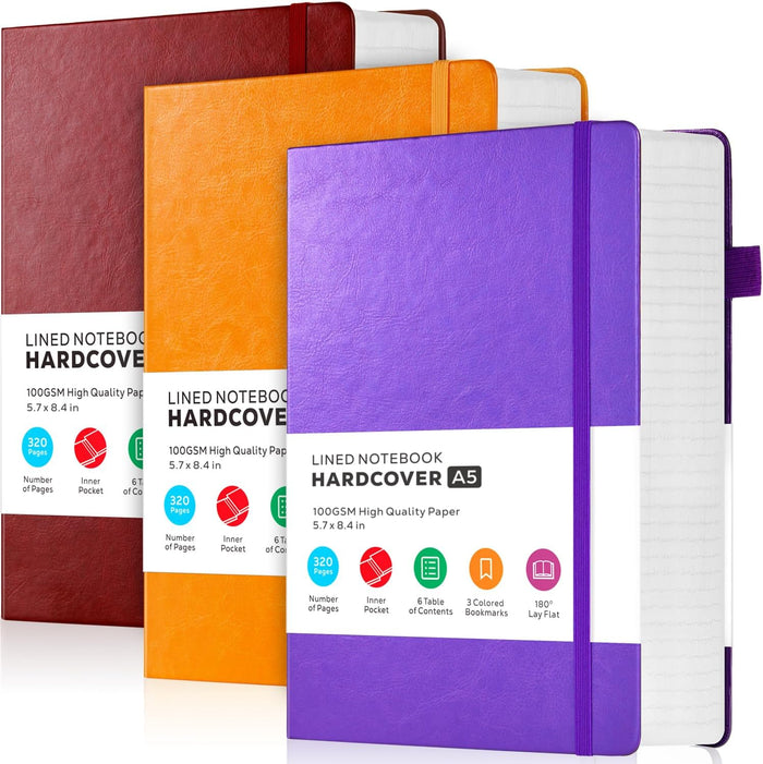 A4 Hardcover Notebook, Large 8.5 x 11 Notebook Journals for Writing Note Taking Women & Men, 320 Pages Hardcover Work Notebook Journal Notepad Writing Pads, Orange