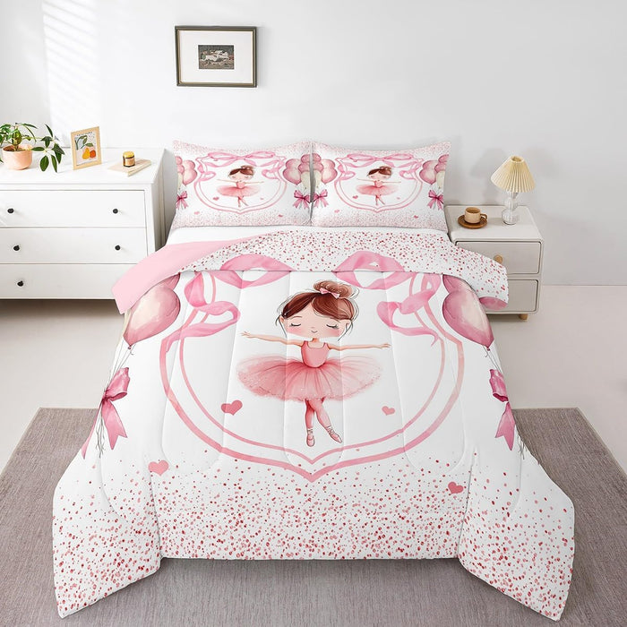 Erosebridal Ribbon Pink Bow Queen Comforter Set,Cute Pink Bows Bedding Set for Girls Teen Kids Bedroom Decor,Coquette Bowknot Bed Set Princess Bowtie Bedding Comforter Sets,2 Pillowcases