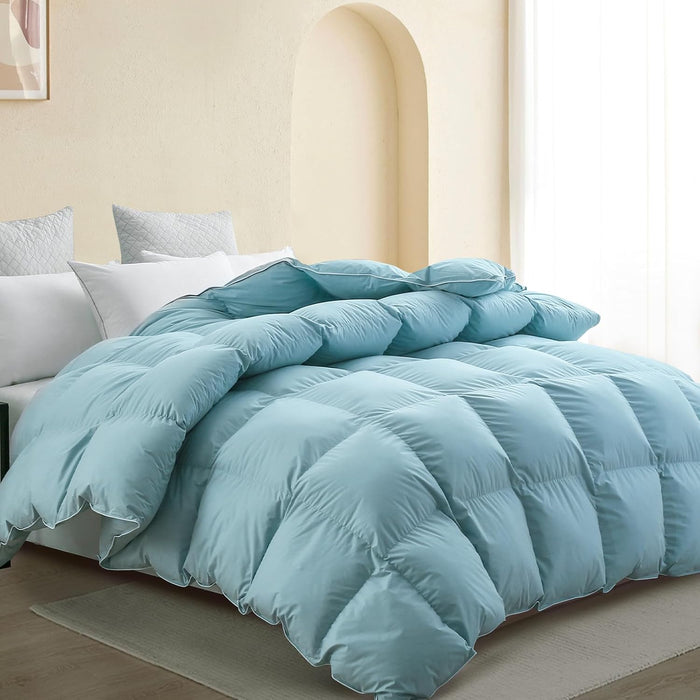 SNOWMAN Premium Down Comforter King Size, Luxurious All Season Duvet Insert with Cotton Blended Fabric, 44oz Fill Weight 3D Baffle Box Design Hotel Bedding Comforter (Khaki,106"x90")