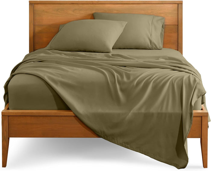 Bare Home Queen Sheet Set - Luxury 1800 Ultra-Soft Microfiber Bed Sheets - Double Brushed - Deep Pockets - Easy Fit - 4 Piece Set - Bedding Sheets & Pillowcases (Queen, Grey)
