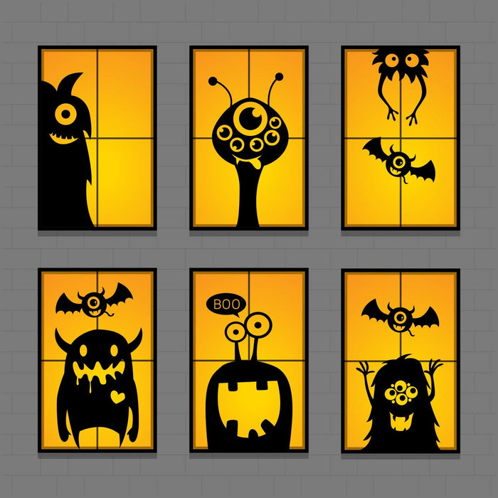 CCINEE 10PCS Giant Halloween Window Clings Novelty Cute Wiggly Monster Window Decal Stickers for Halloween Decoration Supply