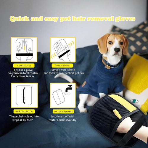 3Pcs Pet Hair Removal Glove for Cats & Dogs, Reusable Electrostatic Pet Hair Gloves,Pet Hair Remover, Newly Upgraded Pet Hair Removal Tool for Car Seat,Clothing,Carpet,Couch