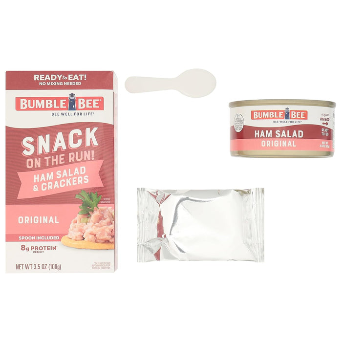 Bumble Bee Snack On The Run Ham Salad with Crackers Kit, 3.5 oz - Ready to Eat, Spoon Included - Shelf Stable & Convenient Protein Snack