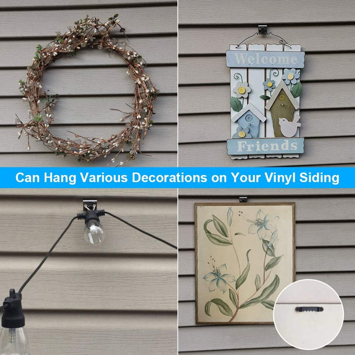 Vinyl Siding Hooks SS, Hold Up to 30lbs Siding Hooks for Hanging Outdoor, No Drilling Vinyl Siding Clips,Easy Install Rustproof Siding Clips to Hang Things for Holiday Lights, Home Decor 10 Pack