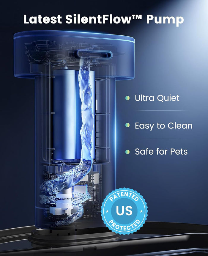 Cat Water Fountain with Stainless Steel Tray: 108oz/3.2L oneisall Wireless Pet Fountain for Cats Indoor, Battery Operated Automatic Water Dispenser for Drinking, Ultra Quiet SilentFlow™, Motion Sensor