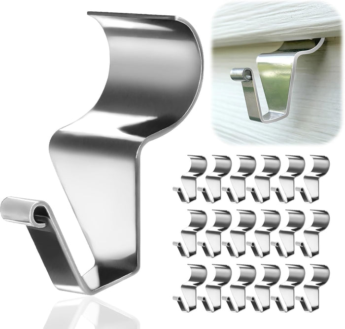 24-Pack Vinyl Siding Hooks Hanger, Heavy Duty Stainless Steel Vinyl Siding Clips, No-Hole Needed Front Porch Decor, Siding Hooks for Hanging Outdoor，Christmas Wreath Hangers for Front Door