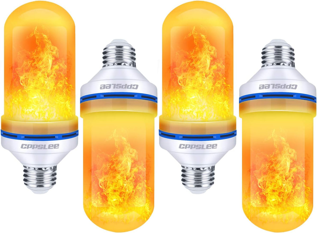 CPPSLEE LED Flame Light Bulbs, 4 Modes Flickering Light Bulbs, E26 Base Fire Flame Bulb for Halloween Christmas Decorations Patio Outdoor Indoor Home Decor (Yellow, 2 Pack)