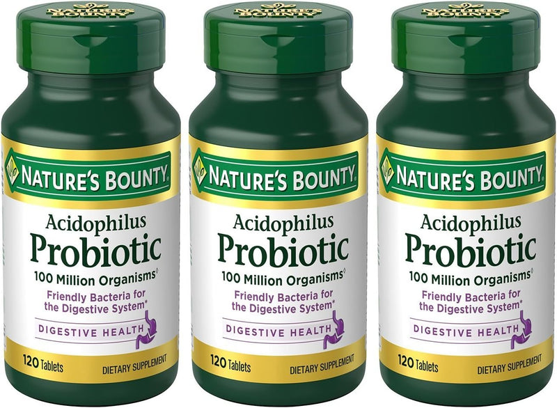Nature's Bounty Acidophilus Probiotic, Daily Probiotic Supplement, Digestive Health, 200 Tablets, Twin Pack