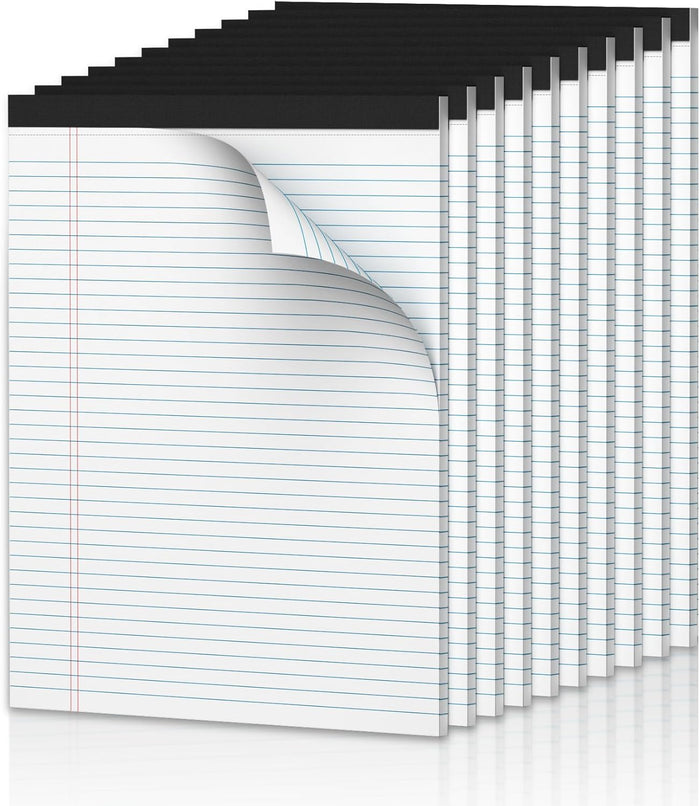 White Legal Pads 8.5 x 11 Narrow Ruled, 3 Pack Notepads College Ruled Pads of Paper With Sturdy Back 37 Lines 70 GSM Paper, Writing Note Pads 30 Sheets Per Writing Pad for Taking Notes, Reminders