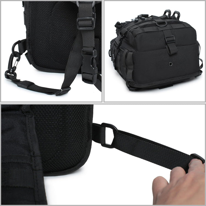 Tactical Sling Bag Backpack Military Rover Shoulder Sling Pack EDC Molle Range Bag Crossbody Chest Pack (Black)