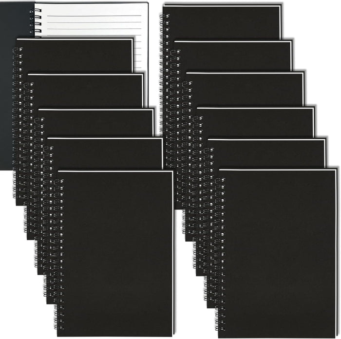 GINMLYDA 12Pack Small Spiral Notebook A5, 8.25x5.5” 120 Lined Pages Wide Ruled Spiral Journal Bulk Blank Kraft Cover Spiral Bound Notebook & Writing Pads for Home Office Meeting Work Note Taking