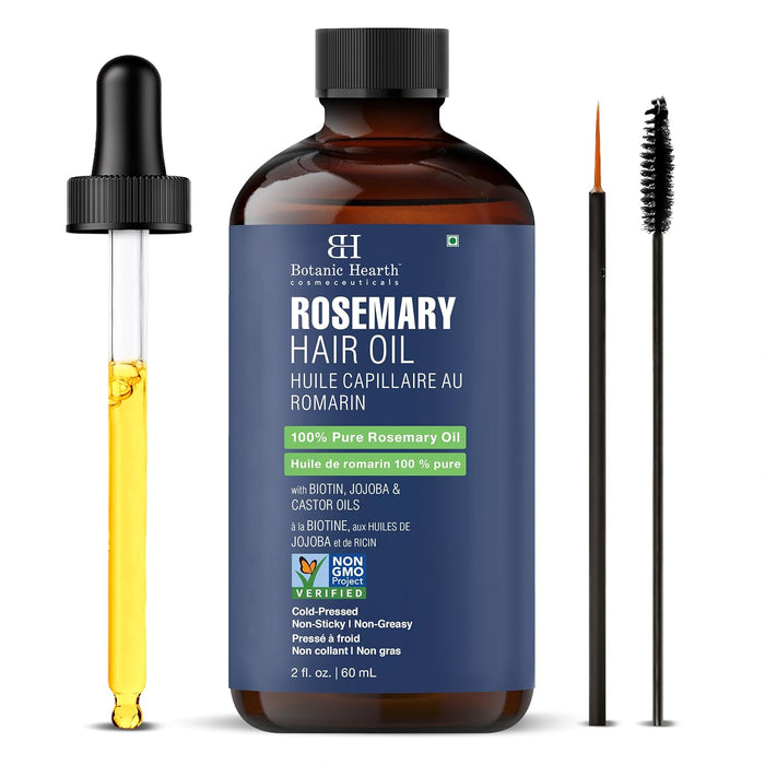 Botanic Hearth 100% Pure Rosemary Oil for Hair Growth (6.7 fl oz)| Infused with Biotin, Jojoba & Castor Oil | Hair Oil Repairs Dry Damaged Hair, Strengthening, Healthier Hair- Hair Tonic