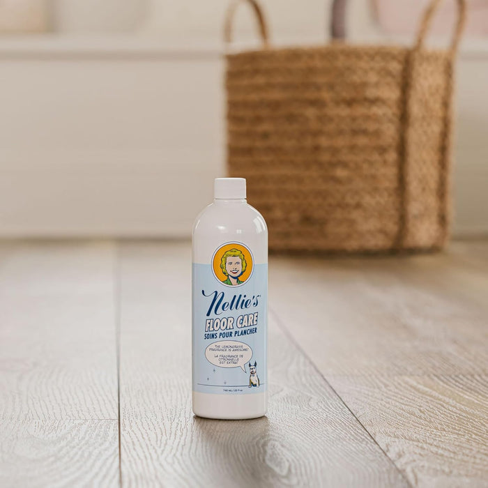 Nellie’s Floor Care – Plant-Based Floor Cleaner for Hardwood, Tile, Ceramic, and More – Effectively Lifts Dirt and Odors – Fresh Lemongrass Scent (25 fl oz) - Made in Canada