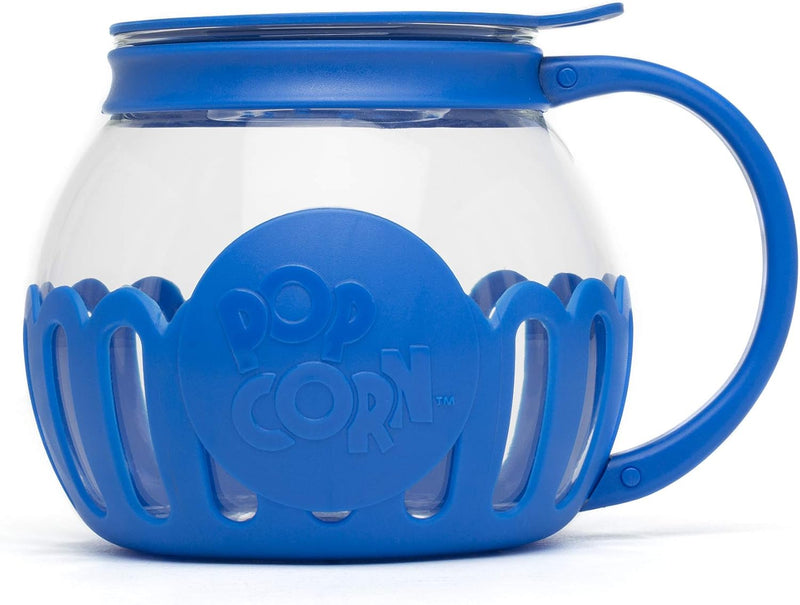 Ecolution Patented Micro-Pop Microwave Popcorn Popper with Temperature Safe Glass, 3-in-1 Lid Measures Kernels and Melts Butter, Made Without BPA, Dishwasher Safe, 3-Quart, Aqua