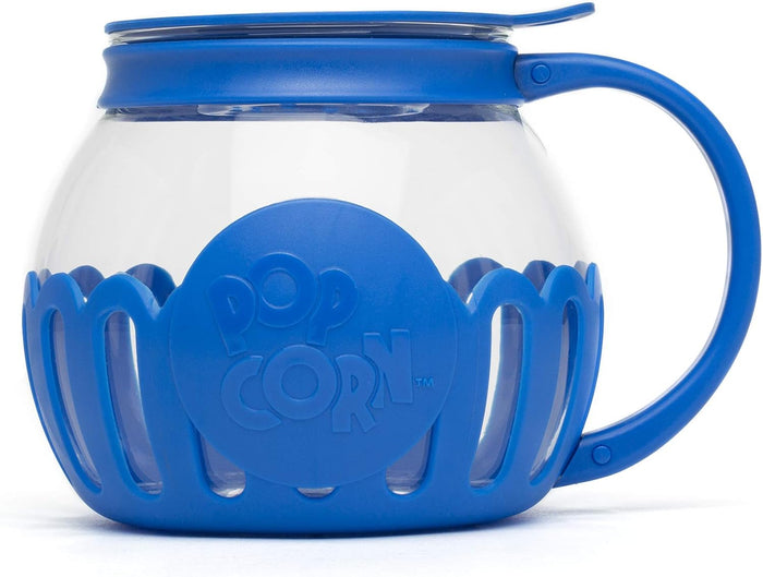 Ecolution Patented Micro-Pop Microwave Popcorn Popper with Temperature Safe Glass, 3-in-1 Lid Measures Kernels and Melts Butter, Made Without BPA, Dishwasher Safe, 3-Quart, Aqua