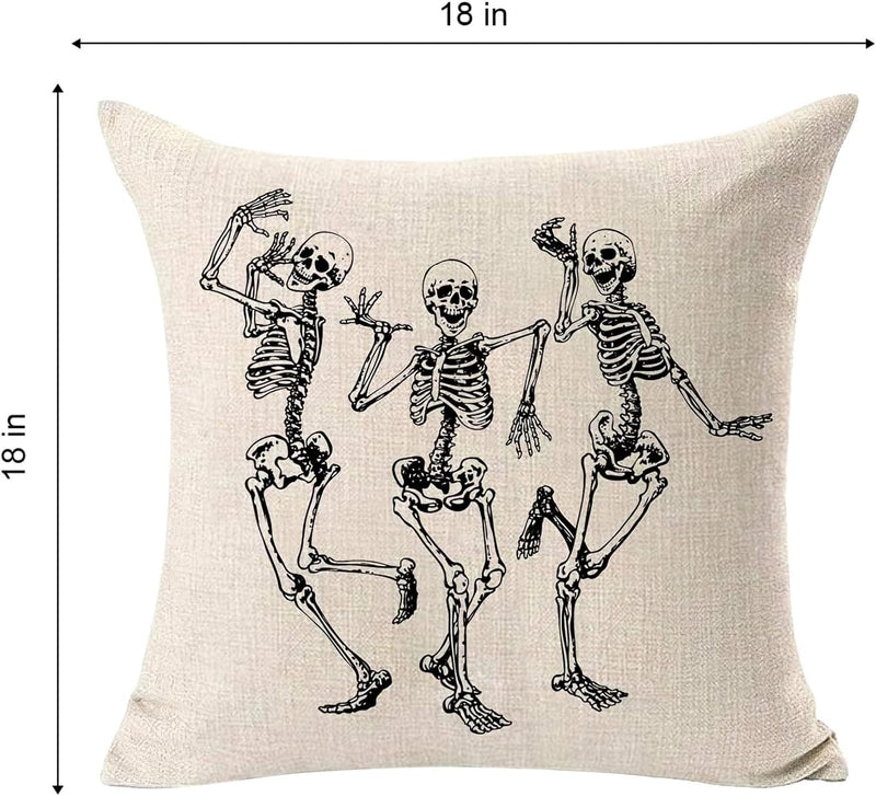 MFGNEH Halloween Decorations Skull Pillow Covers, Home Decor Cotton Linen Sofa Throw Pillow Case Cushion Cover 18" x 18"