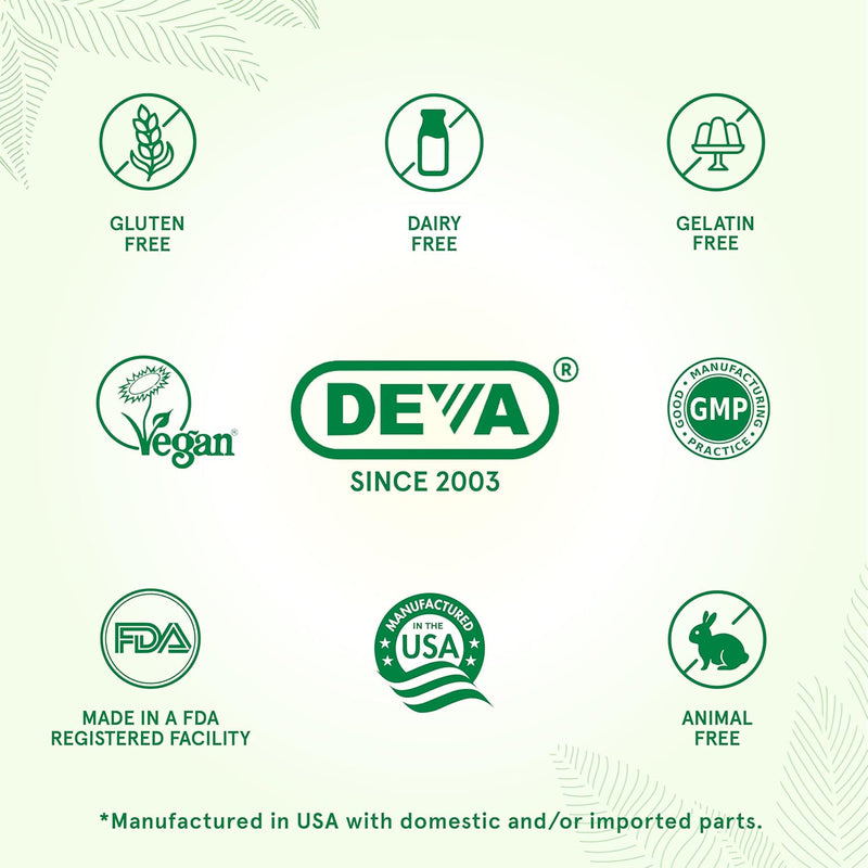 DEVA Vegan Multivitamin & Mineral Supplement with Iron 2-Pack, Spirulina, Chlorella, Ashwagandha, Broccoli & More, 90 Coated Tablets Each