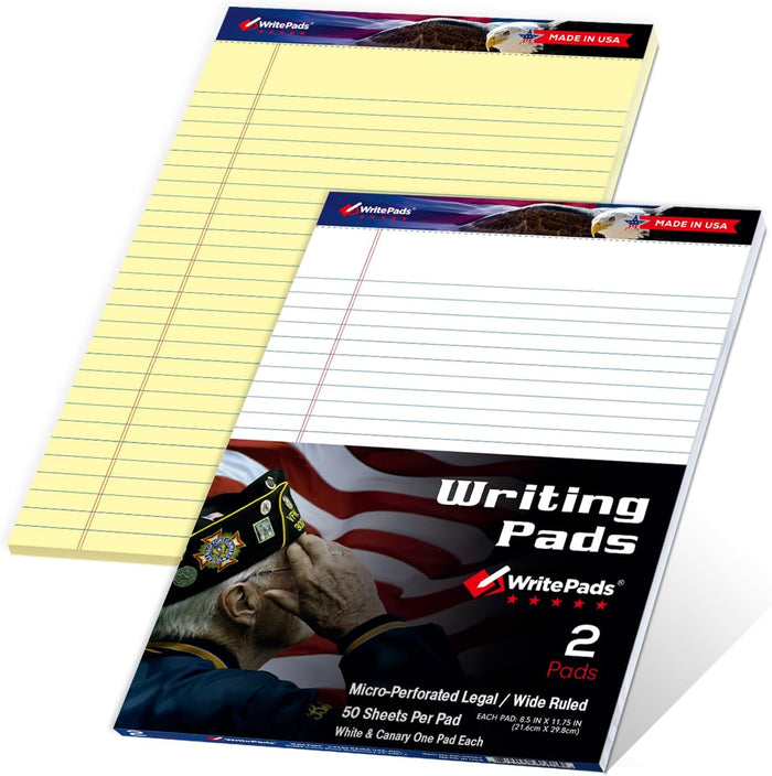 KAISA Small Legal Pads 5x8 Note Pads, Narrow Ruled 5"x8" Writing Pads, 50 Sheets Perforated Notepads, 20lb Heavyweight Rigid Back Premium Legal Pads, Canary Paper Pads, 12Pad