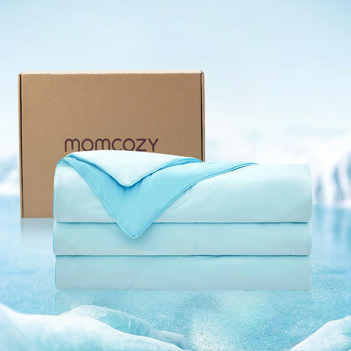 Momcozy Life CoolMurm Cooling Comforter for Hot Sleepers, King/Cali King 106"x90" Soft Breathable Pregnancy Cooling Blanket, 3-Second Cooling, 8 Hours+ Stay Cool All Night, Deep Light Grey