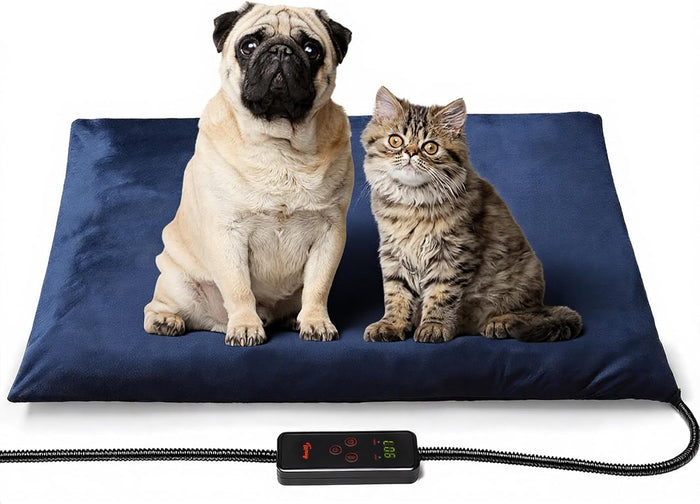 Toozey Medium Pet Heating Pad, 28x20 in, 6 Temp Settings, Timer, Waterproof, Chew-Resistant Cord, for Dogs and Cats