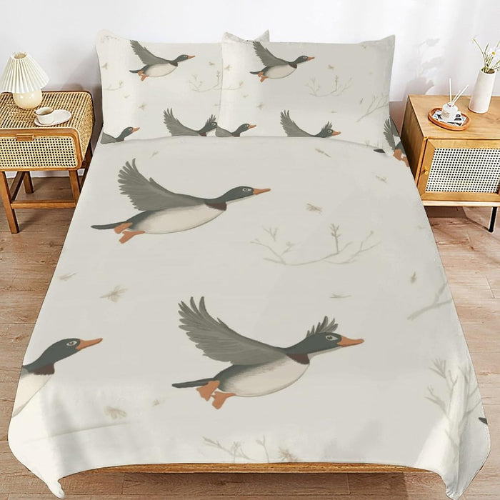 Yellow Duckies Waves Comforter Sets Full Size 3pcs Queen Comforter Bedding Set with 2 Pillowcases for Kids 79"x90"(Full)