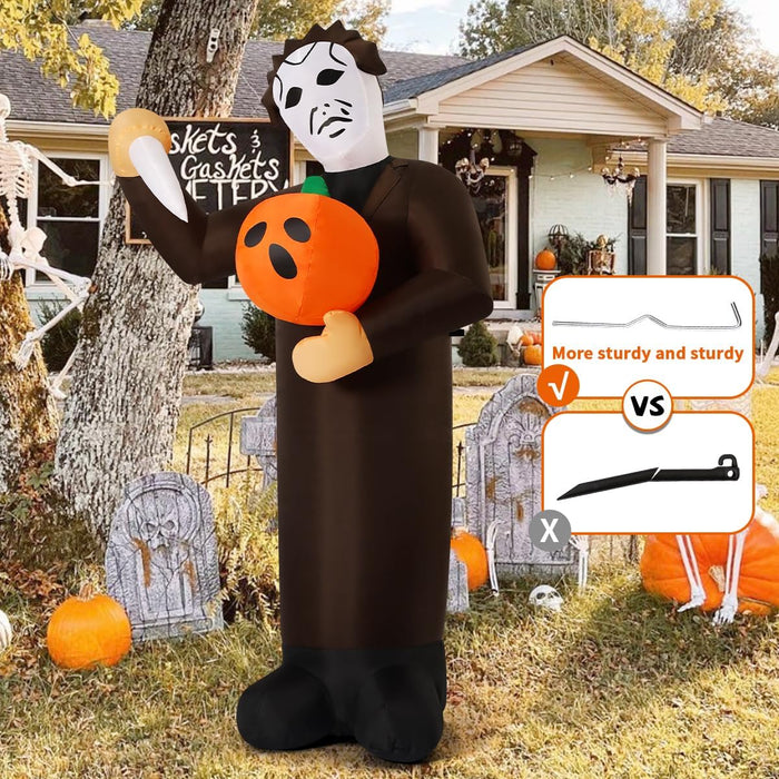 COMIN Halloween Inflatable 6FT Scary Pumpkin Killer with Built-in LEDs Blow Up Yard Decoration for Holiday Party Indoor, Outdoor, Yard, Garden, Lawn