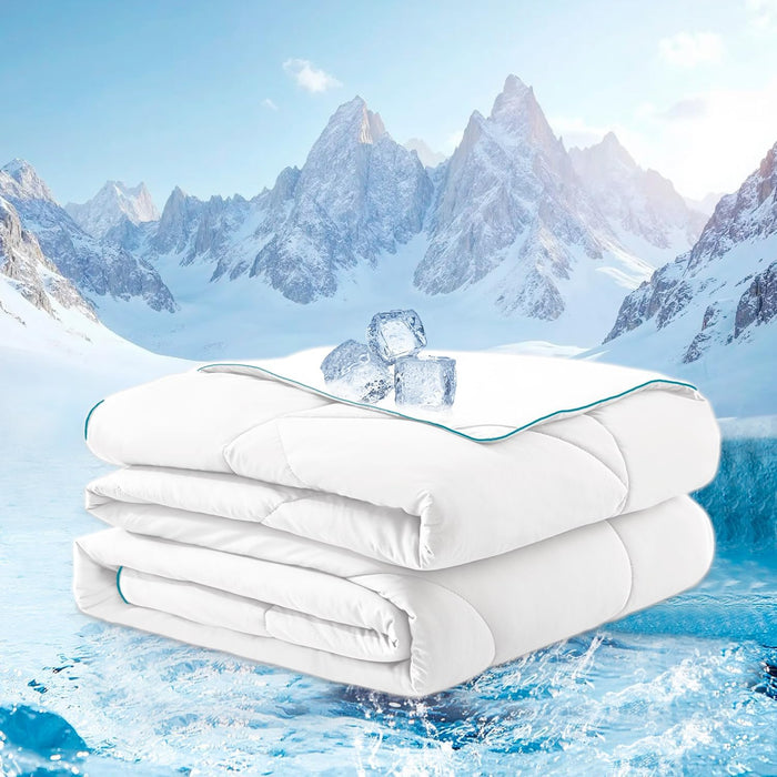 warmcloud Cooling Blanket Queen Size Cooling Blankets for Hot Sleepers Cooling Breathable Comforter Summer Thin Comforter Queen Size Bedding Cooling Duvet Blue and Grey