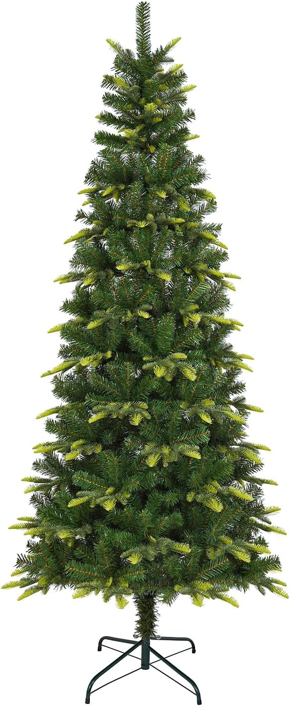 Uten Pencil Christmas Tree, 7.5ft Slim Christmas Tree with Mixed 800 Branch Tips, Foldable Metal Stand, Easy Assembly for Home, Office, Party, Holiday