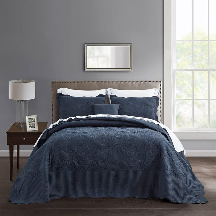HZ & HY Oversized King Bedspread 128x120 Extra Wide, Quilted Coverlet Bedding Set, Lightweight Thin Comforter, Reversible, 5 Piece, 100% Microfiber, Mocha