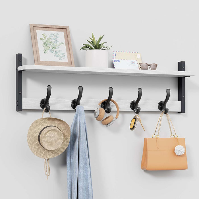 Tatub 29" Rustic Coat Rack Wall Mount with Shelf, Entryway Wall Hooks with Shelf, Coat Hangers for Bathroom, Living Room, Bedroom, Rustic Black