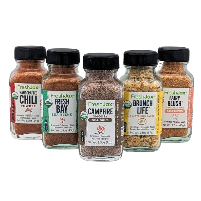 FreshJax Cookout Seasoning Gift Set – 5 Organic All-Purpose Spices for Grilling, BBQ & Cooking – Gift-Ready Box for Men