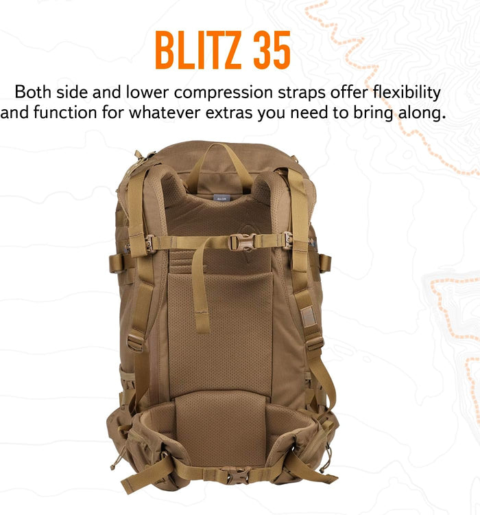 Mystery Ranch Blitz 35 Backpack – Tactical Daypack with Waistbelt & Padded Laptop Sleeve – Coyote, 35L, L/XL