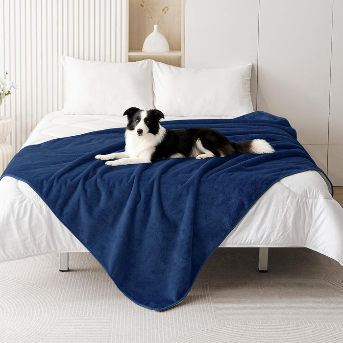 Smiry Waterproof Dog Bed Blanket, Leakproof Pet Throw Blanket for Bed Couch Sofa, Reversible Sherpa Fleece Furniture Protector Cover for Small Medium Large Dogs Cats (Grey, 50x60 inches)