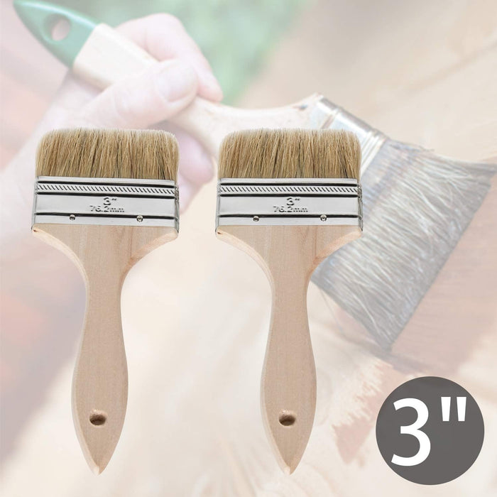 ETERNA 4Pack Household Chip Paint Brush 3inch Natural Bristles Wooden Handle Flat Brushes Set for Painting, Glue, Oil, Acrylic, Stain