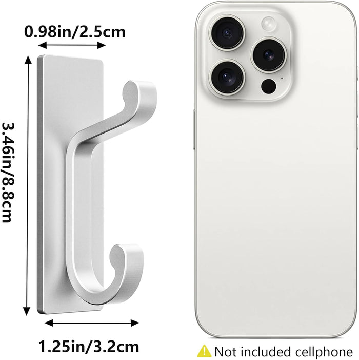 Silver Self Adhesive Hooks - 6 Pack Stick on Hanger for Coats, Towels and Robes, Double Hooks for Door, Kitchen, Bathroom, Shower, Rental Houses, Hold 13lbs.